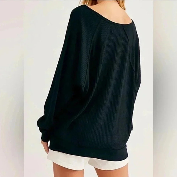 Free People NWT Santa Clara Thermal Top Black - Picture 5 of 10